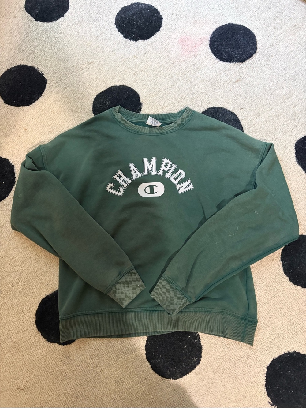 Champion Forest Green Crewneck Sweatshirt with Arch Logo